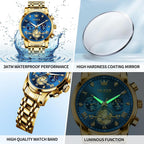 OLEVS Relojes para Hombre Lujo Acero Inoxidable Cara Grande Cronógrafo Vestir