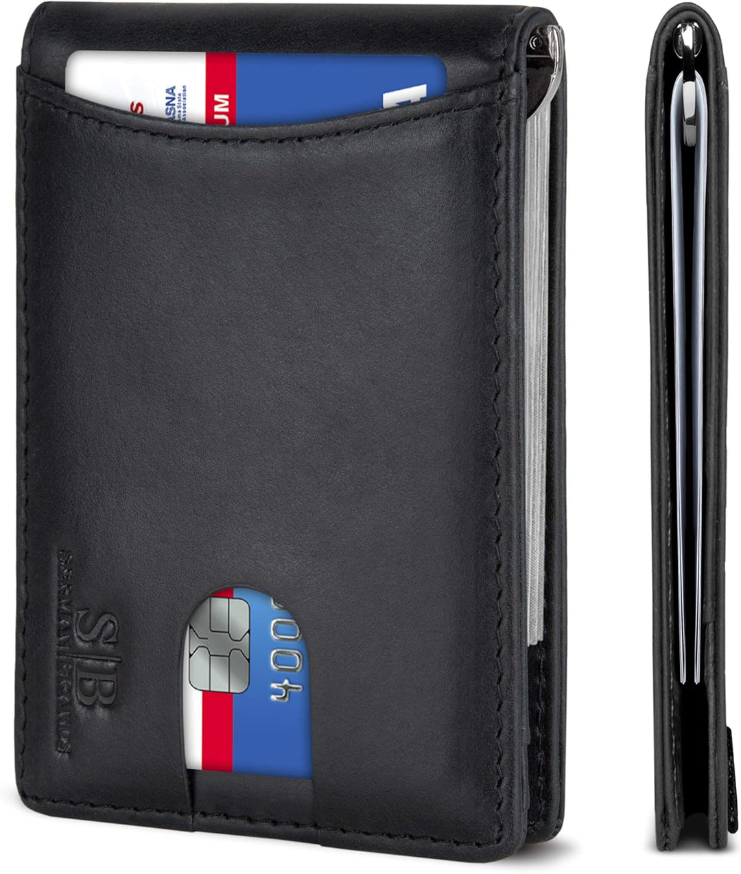 SERMAN BRANDS RFID Blocking Slim Bifold Genuine Leather Minimalist...