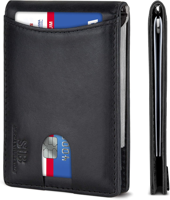 SERMAN BRANDS RFID Blocking Slim Bifold Genuine Leather Minimalist...