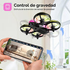 Swifsen Dron para niños con cámara y posicionamiento de flujo óptico, mini cuadricóptero RC con protección completa, 2 baterías modulares, luces LED coloridas, regalo fácil de volar para niños y principiantes (versión mejorada).