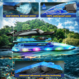JOI MEW Barco a control remoto para niños con luces LED, barcos de...