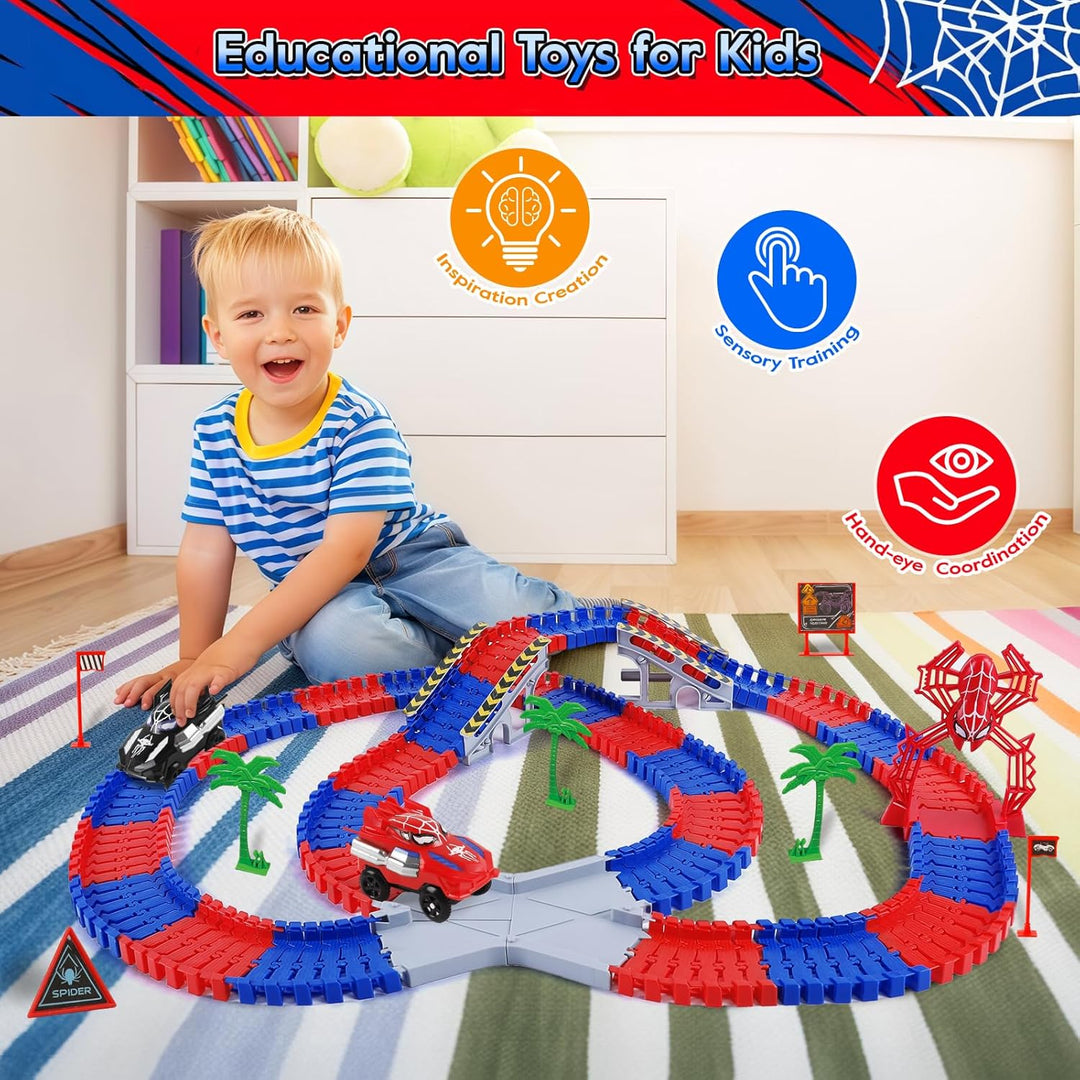 Juguetes de Spider para niños de 4 a 6 años, pista de carreras de 2...