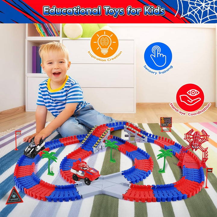 Juguetes de Spider para niños de 4 a 6 años, pista de carreras de 2...