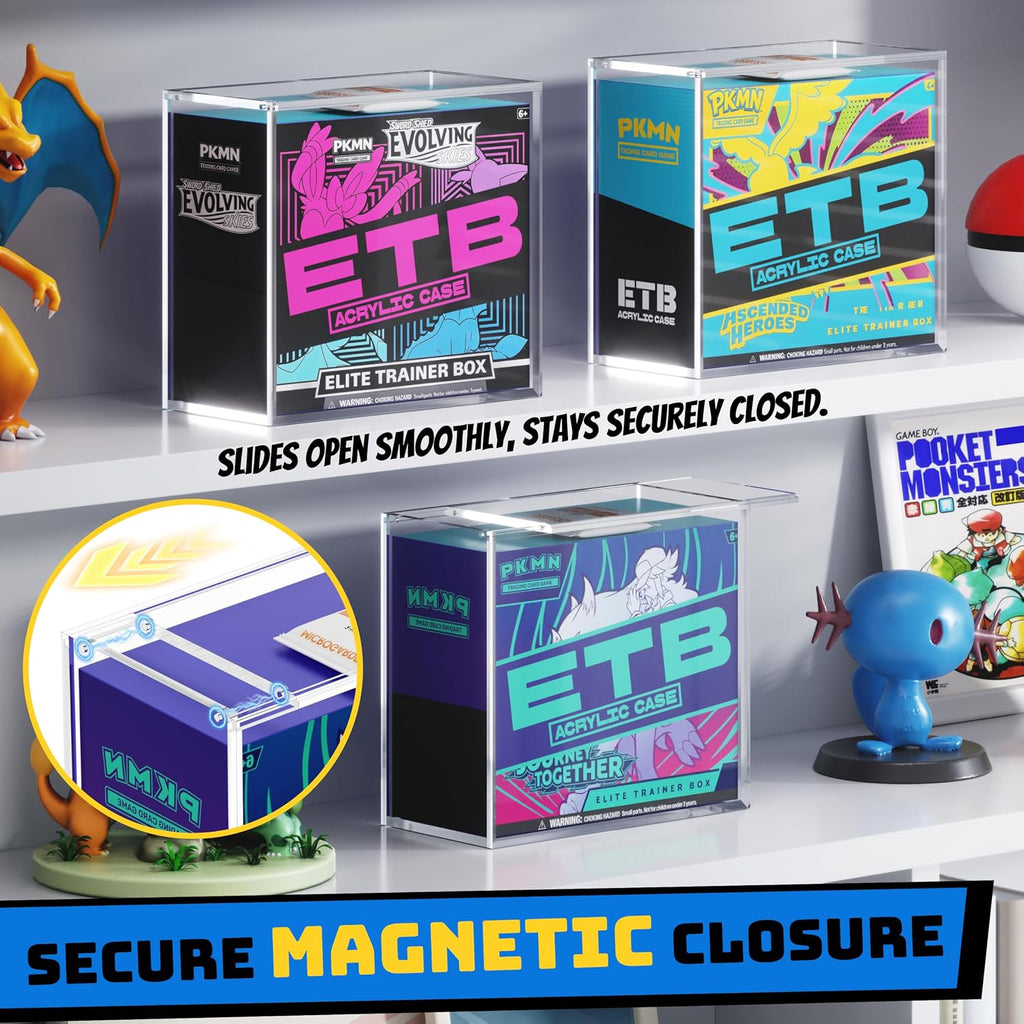 Paquete de 3 fundas protectoras ETB acrílicas, pantalla gruesa PKMN Elite