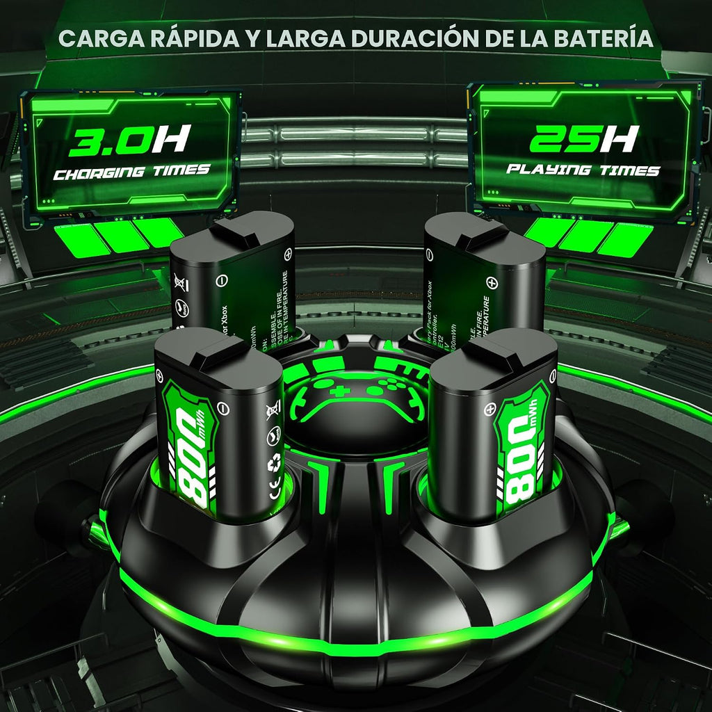 Ukor Carga rápida 4x5800mWh Batería recargable con cargador para controlador Xbox Baterías recargables Xbox para Xbox One & S & X & Elite, Xbox Series X y S