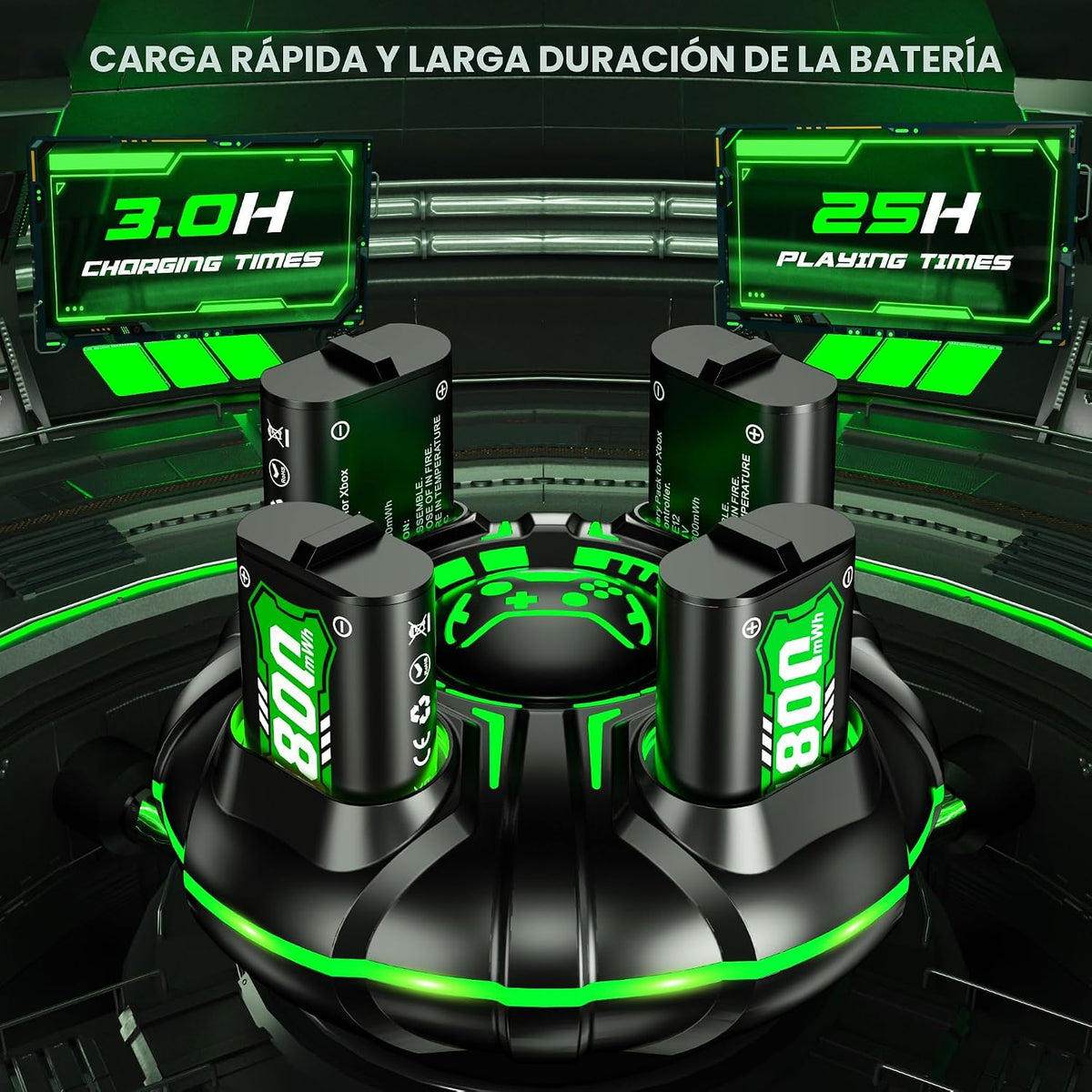 Ukor Carga rápida 4x5800mWh Batería recargable con cargador para controlador Xbox Baterías recargables Xbox para Xbox One & S & X & Elite, Xbox Series X y S