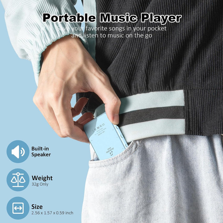 Reproductor MP3 azul claro con Bluetooth 5.3, pantalla táctil de 32...