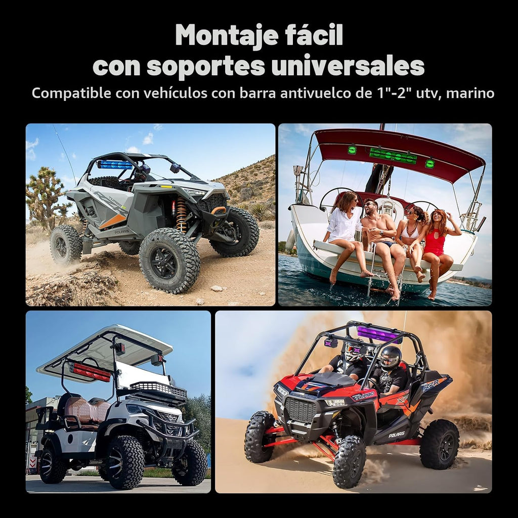 Ehaho - Barra de sonido estéreo UTV de 2.1 canales, altavoces UTV Bluetooth de 26 pulgadas con RGB