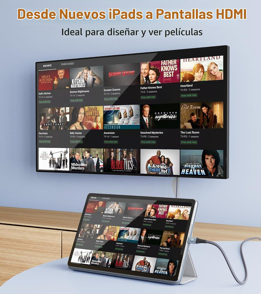 Cable USB C a HDMI de 15 pies, 4K de alta velocidad USB tipo C a HDMI 2.0, cable trenzado Thunderbolt 4/3 compatible con iPhone 17 16 15 Pro Max, MacBook iPad Pro/Air, Samsung S26 S25 S24 S23 Surface