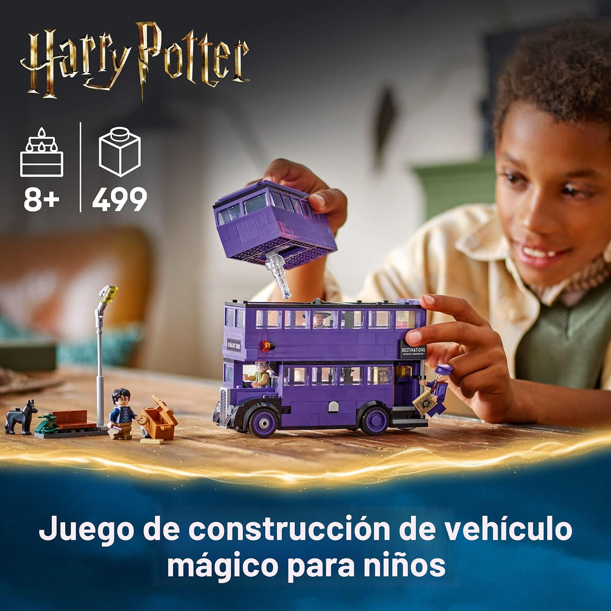 Lámpara LEGO Harry Potter Knight Bus Adventure - Juguete de construcción para niños, niños y niñas, a partir de 8 años - Autobús icónico de Harry Potter y el prisionero de Azkaban - con 5 minifiguras - Idea