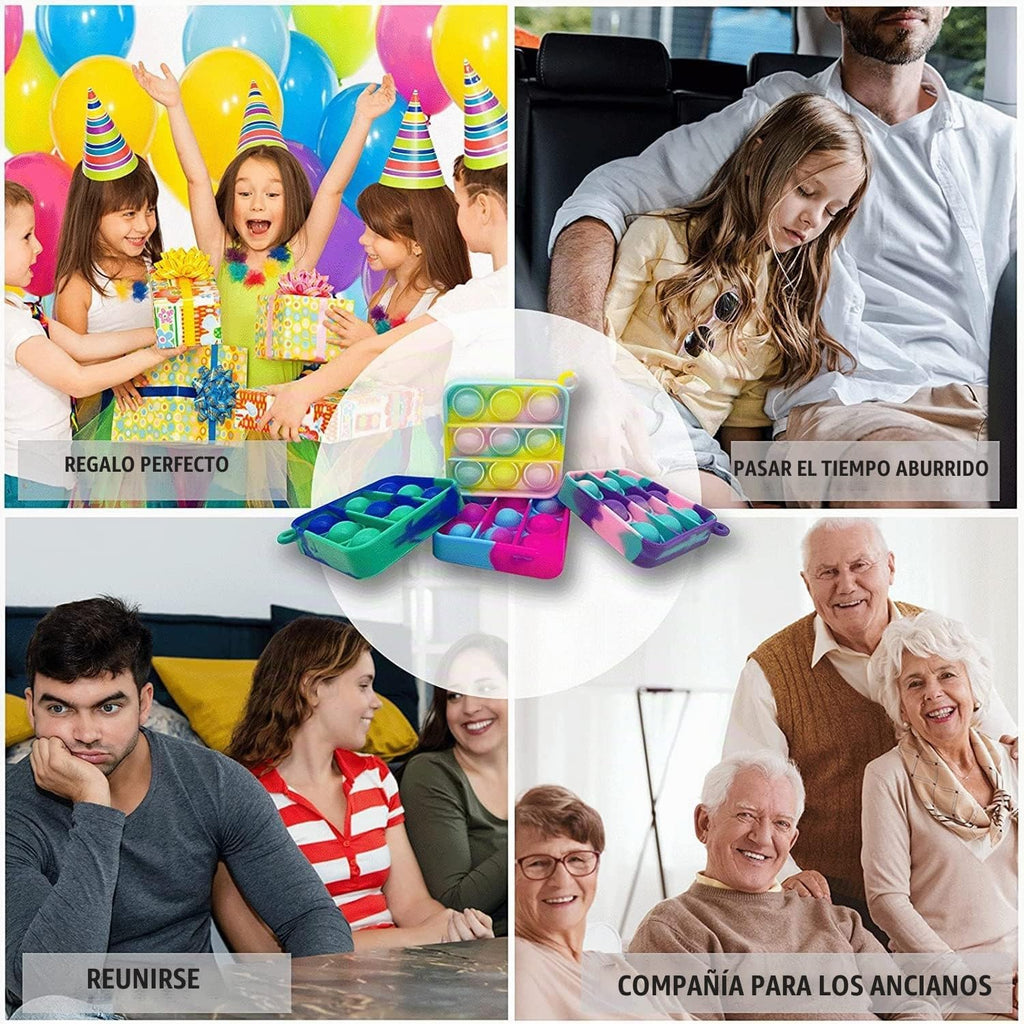 100 piezas de mini llavero de color aleatorio, juguete sensorial de silicona para apretar burbujas que hacen divertido para niños, alivio de ansiedad y estrés para adultos