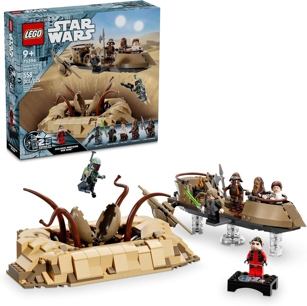 LEGO Star Wars: Return of the Jedi Desert Skiff & Sarlacc Pit, juego de construcción de vehículos con minifigura Nien Nunb del 25 aniversario, juguete coleccionable para fanáticos de Star Wars, regalo