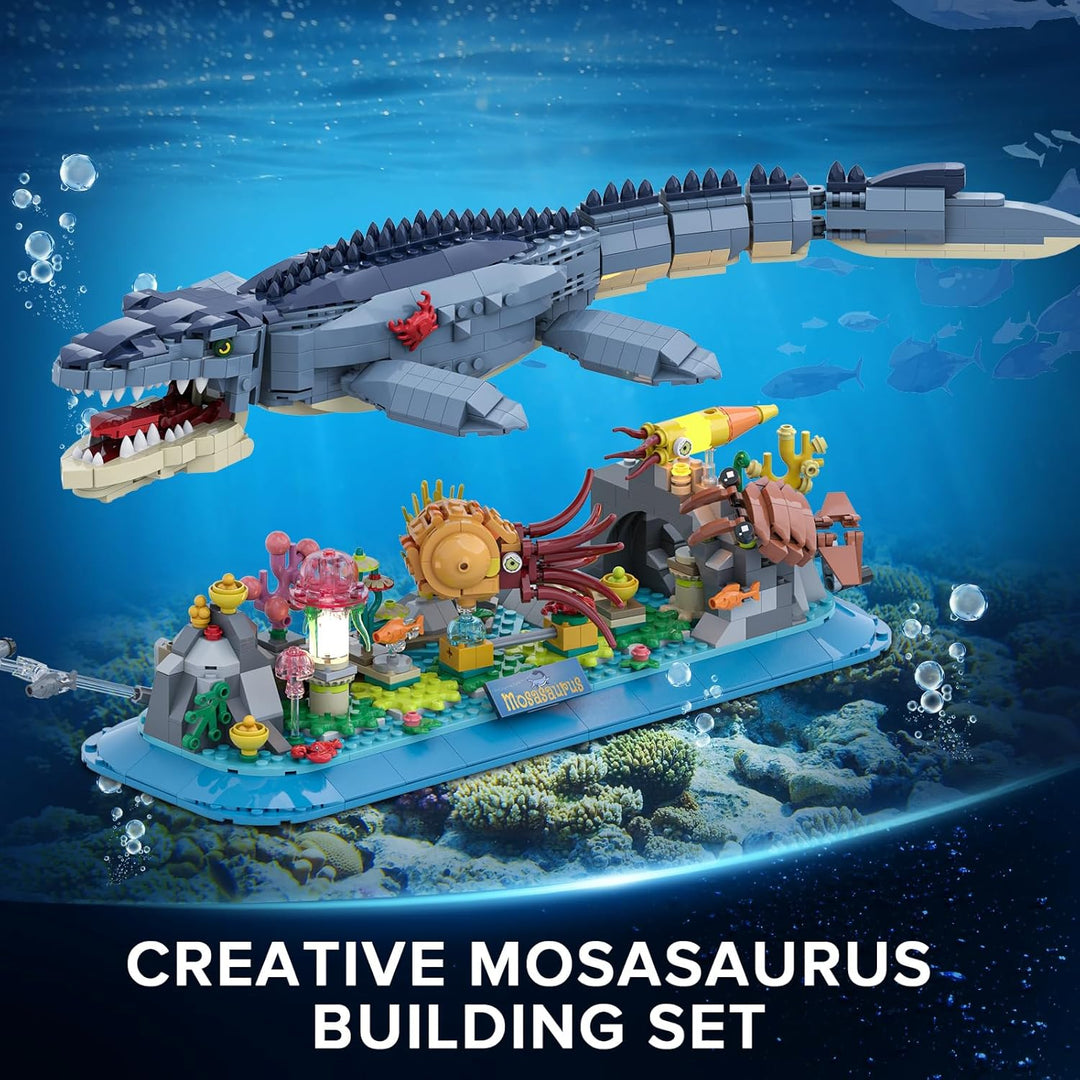 Mosasaurus - Juego de construcción con luz LED 1219 piezas