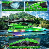 JOI MEW Barco RC con luces LED para niños, barcos de carreras de co...
