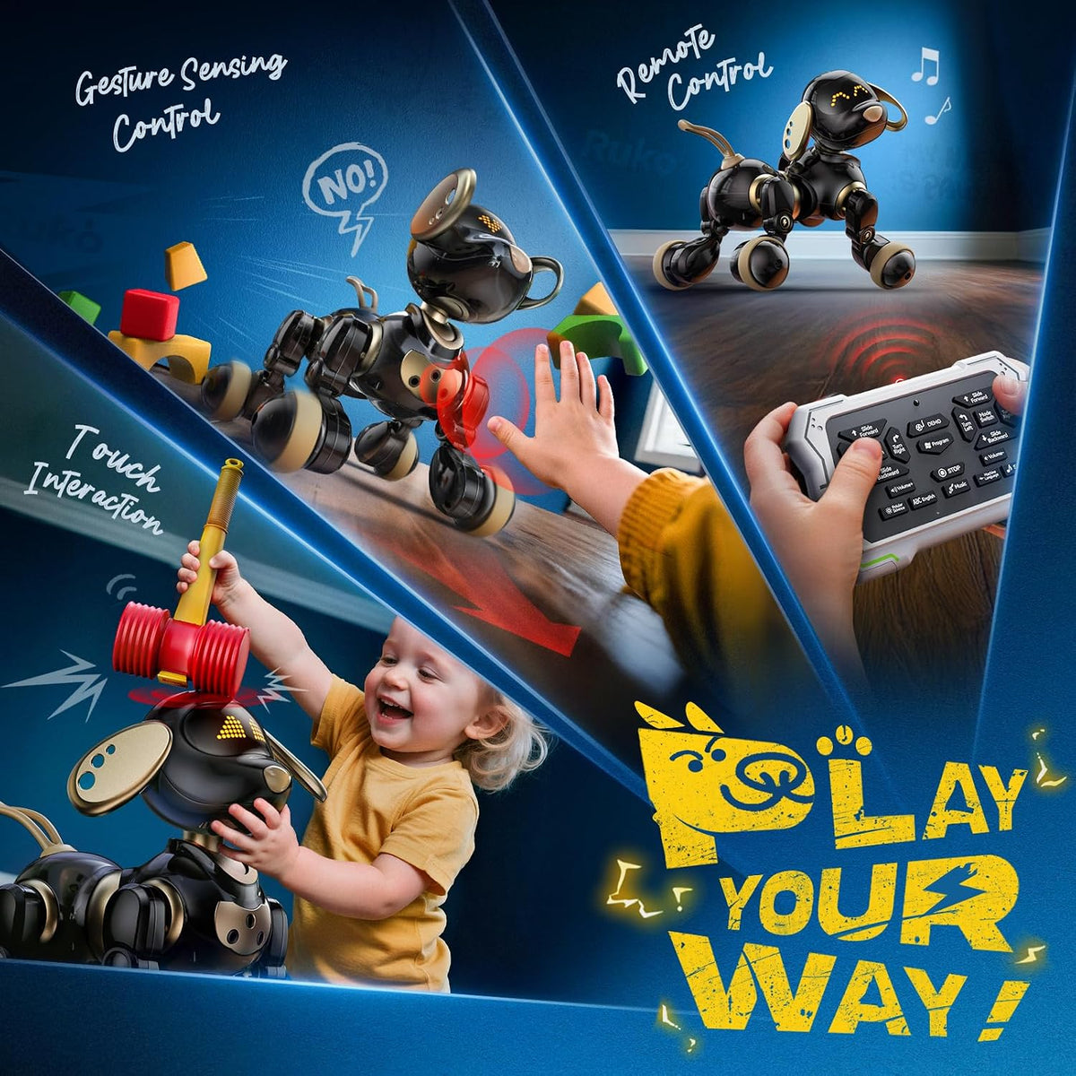 Ruko 18011 Robot Dog Toy, Smart Interactive Puppy con 30+ LED Faces