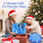 Tienda de campaña desplegable de princesa, juguetes congelados para niñas, grande de 53 x 41 pulgadas, castillo de hielo para interiores y exteriores, con luces LED y bolsa de transporte, regalo ideal para edades de 3 a 6 años