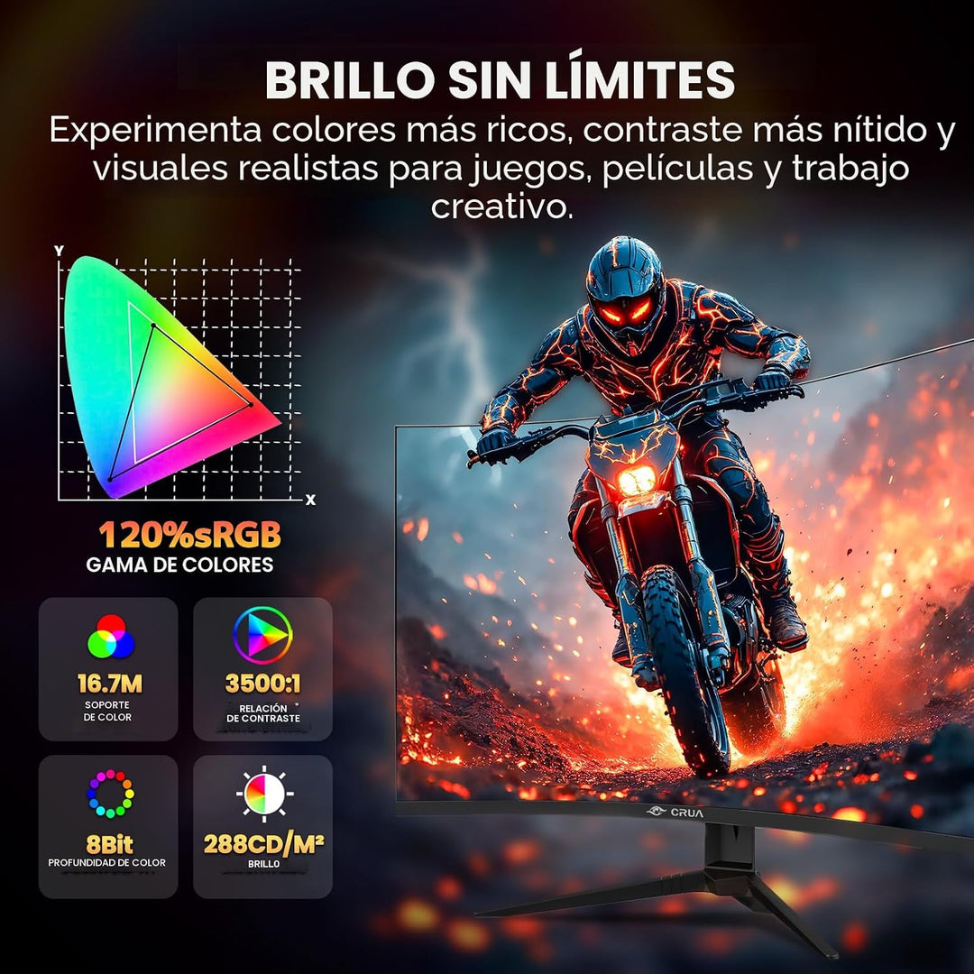 CRUA Monitor curvo para juegos FHD 1080P 240Hz de 32 pulgadas, 1800...
