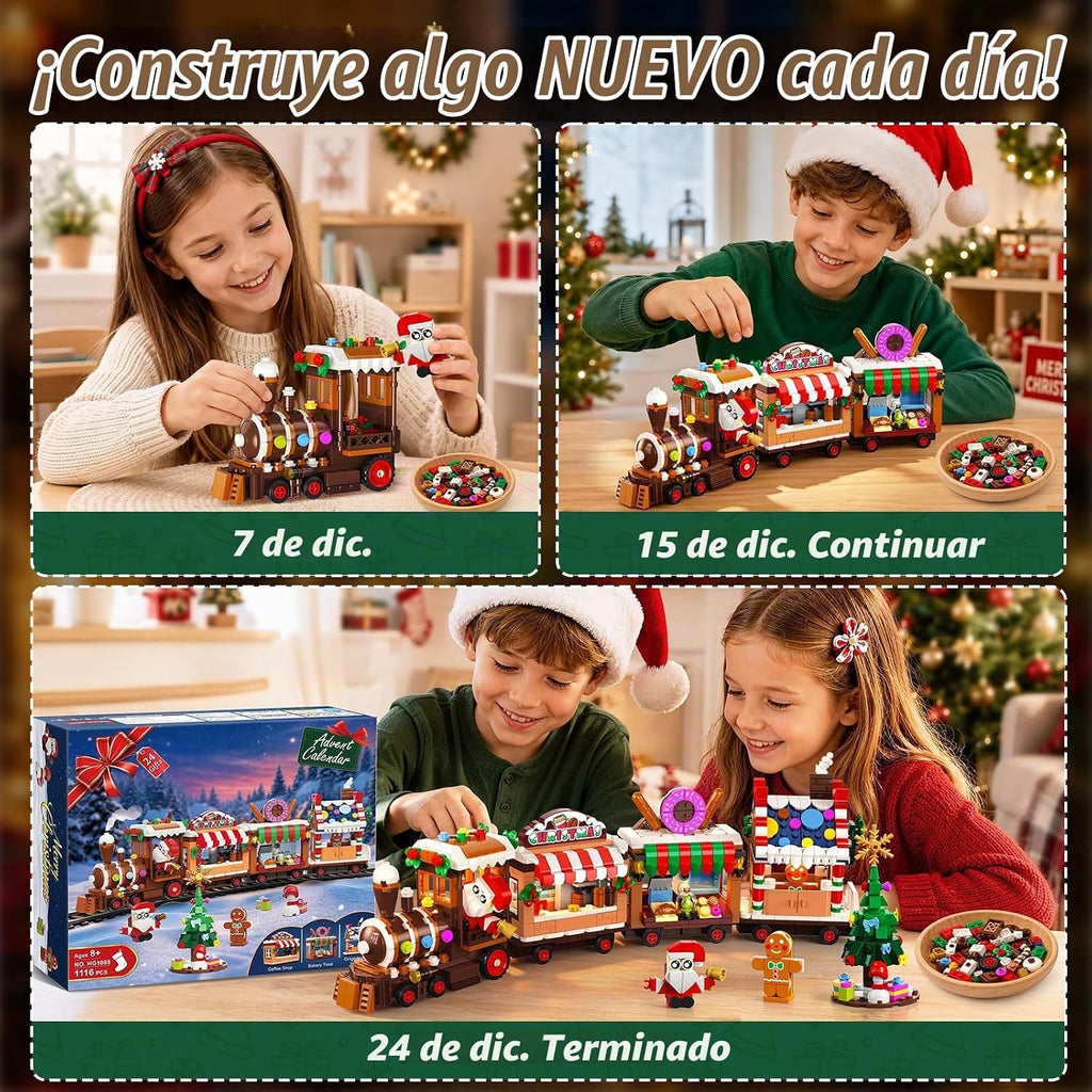 HOGOKIDS Calendario de Adviento 2026 Juguete de construcción de tren de pan