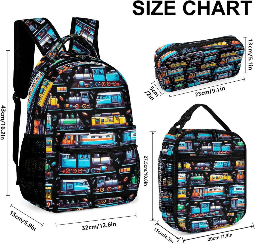 Mochila de tren con bolsa de almuerzo y estuche para lápices