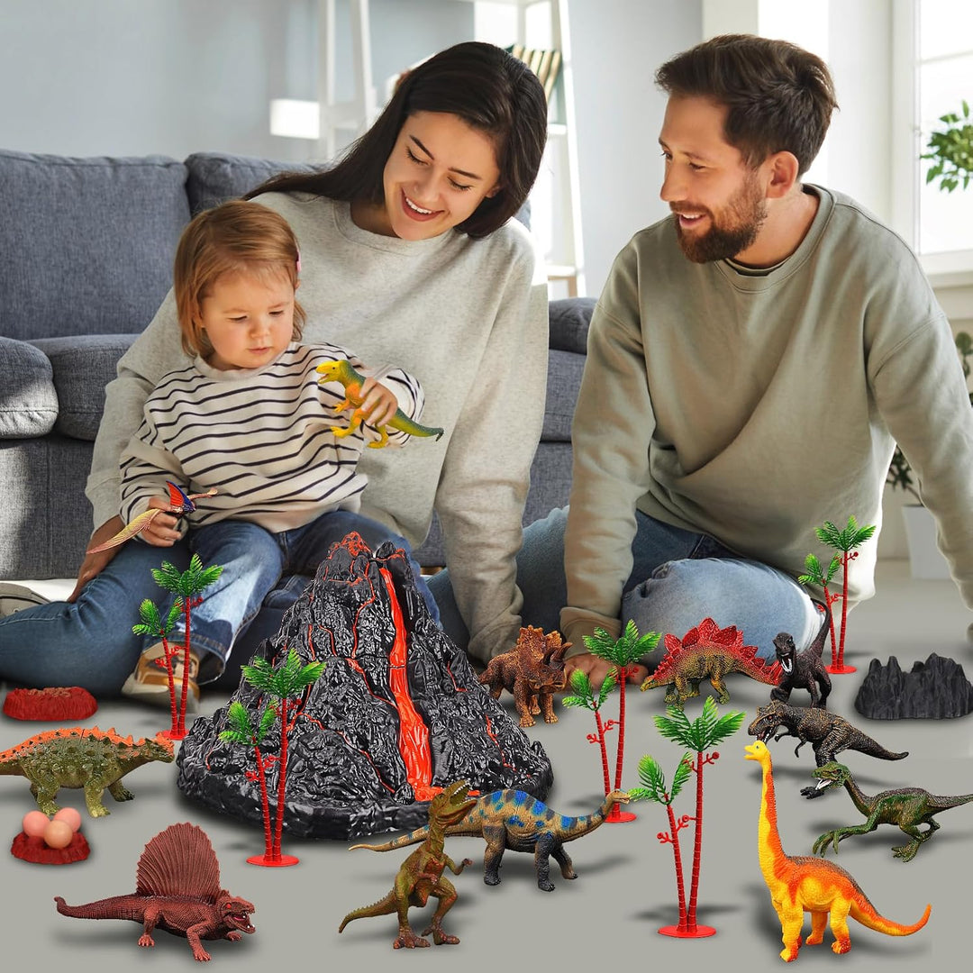 TOYSXYIN Juego de volcán grande con 9 figuras de acción de dinosaur...