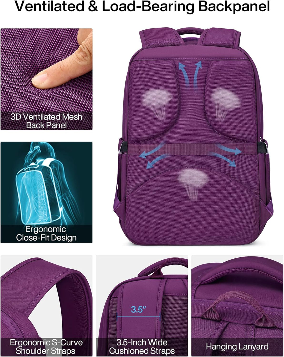 MILADA Mochila de viaje expandible de 28L a 39L, mochila de mano ap...