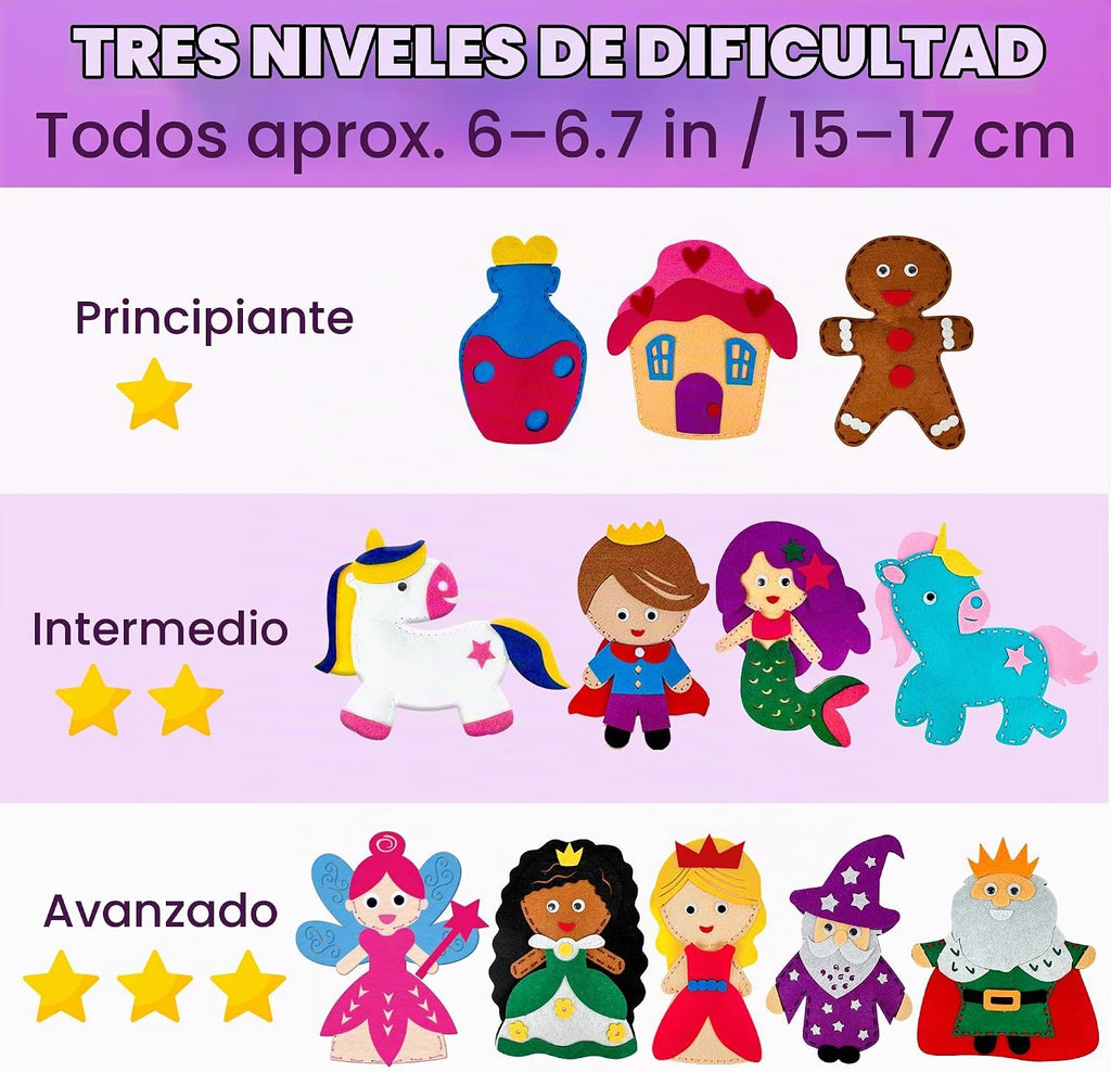 Kits de costura para niños de 5 a 8 a 12 años, kit de costura para