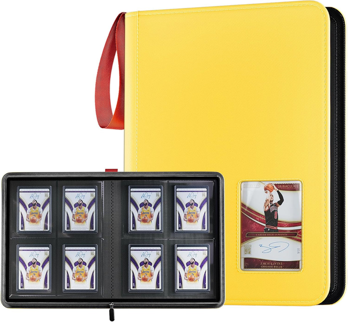 ProCase Carpeta Top Loader de 4 Bolsillos, Almacena 144 Cartas en Toploaders - Amarillo