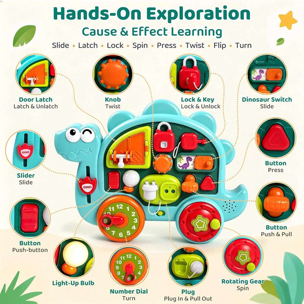 Juguetes de aprendizaje de tablero de dinosaurios para niños y niñas de 18