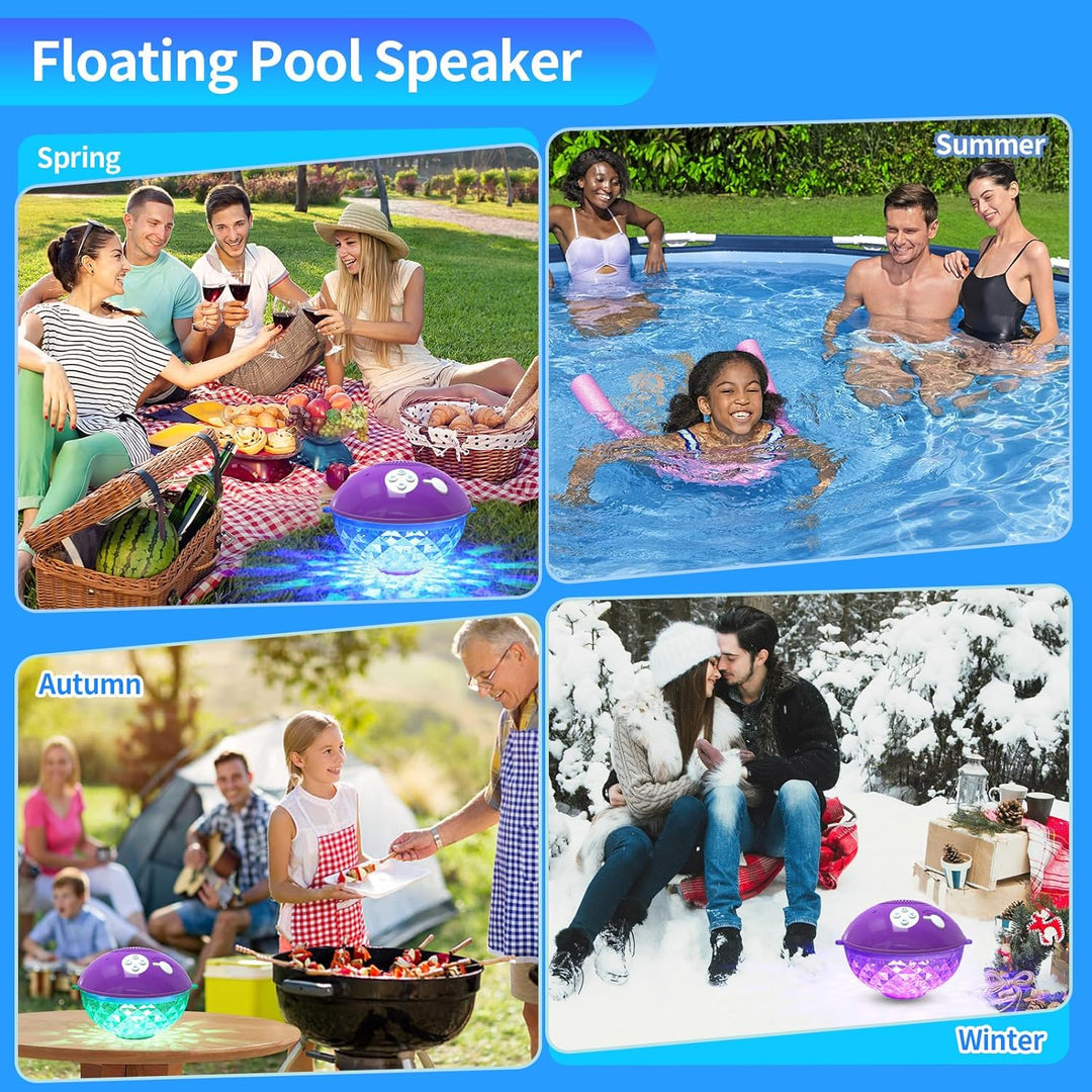 Blufree Altavoces Flotantes de Piscina con Luces Coloridas, Altavoz...