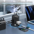 Regleta protectora contra sobretensiones de torre 2100J - 10 tomacorrientes, 2 USB-C (20 W PD), 2 USB-A, cable de extensión de enchufe plano de 6.5 pies para oficina en casa, dormitorio, escritorio