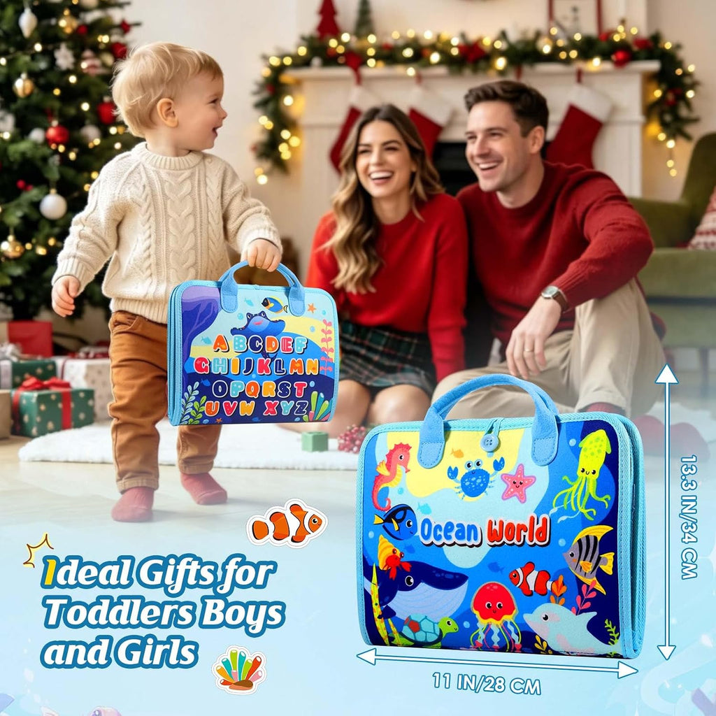 Winblo Tablero de actividades para niños pequeños, juguetes Montessori para niños pequeños, regalo de cumpleaños, libro educativo sensorial de aprendizaje ocupado para niños pequeños, actividades para