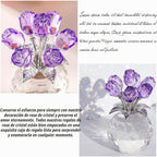 Figuras de Rosas de Cristal, Regalos para Mujeres Día de San Valentín, Adorno Floral de Vidrio para Día de la Madre, Cumpleaños, Navidad, Amatista, Flores de Rosa Coleccionables, Regalos Florales de