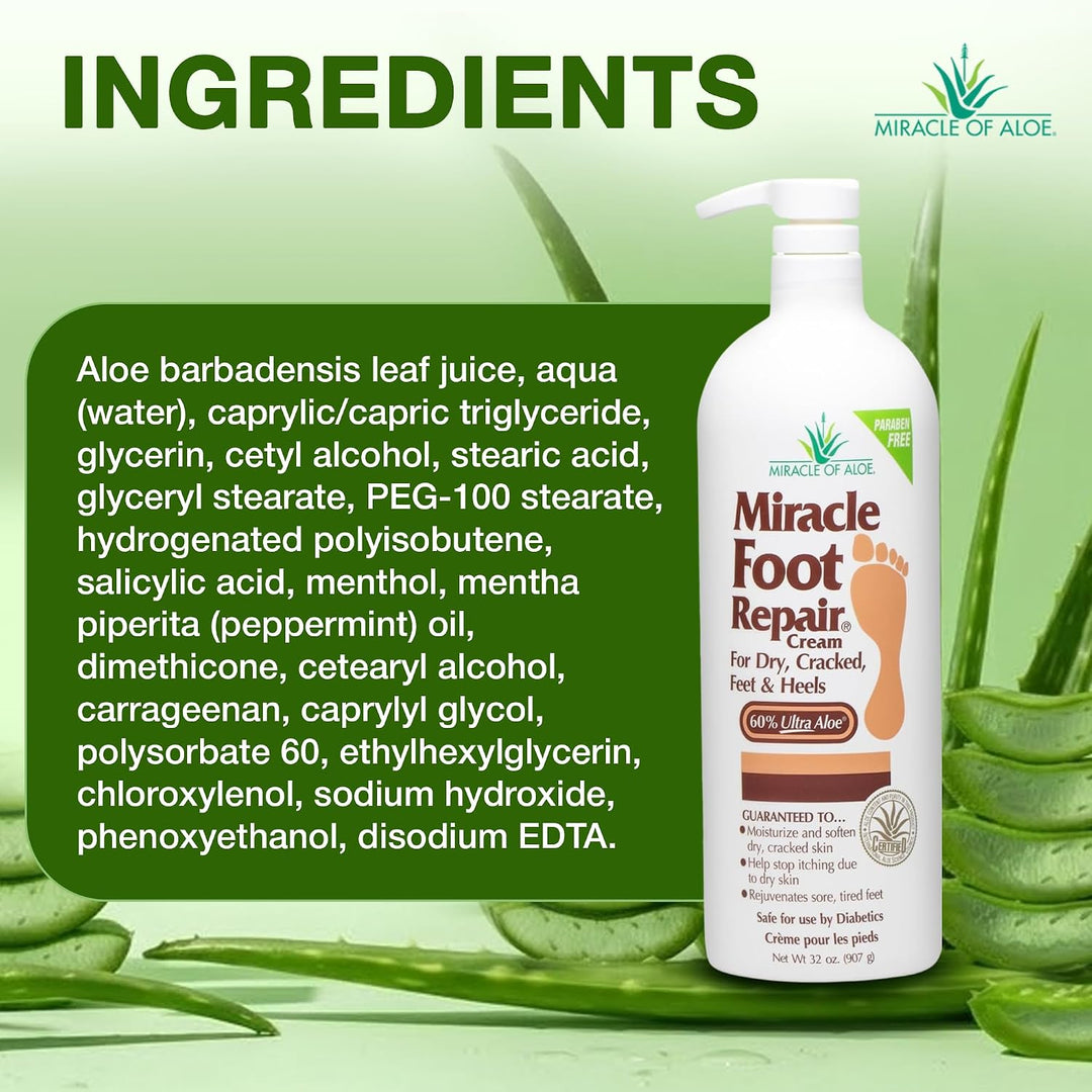 Miracle Foot Repair Cream (32 oz) Repara talones y pies agrietados,...