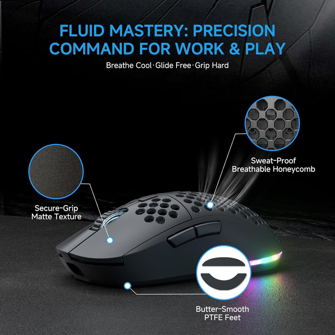 TMKB Falcon M1 - Ratón inalámbrico para juegos, sensor óptico de 24...