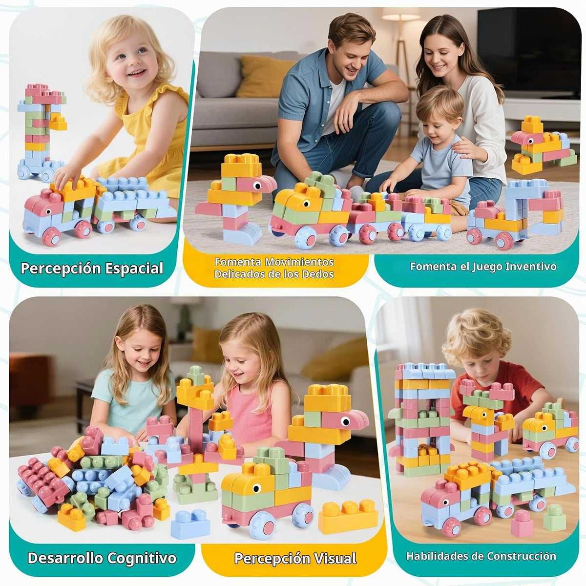 Mega bloques para niños pequeños de 1 a 3 bloques de construcción grandes y