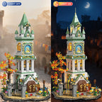 Juego de construcción de torre de reloj mágico con luz