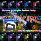 Máquina de burbujas recargable con control remoto, luces RGB y rotación automática