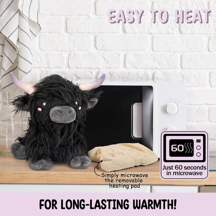 Happy Fuel Highland Cow - Almohadilla térmica sin perfume de 1.5 li...