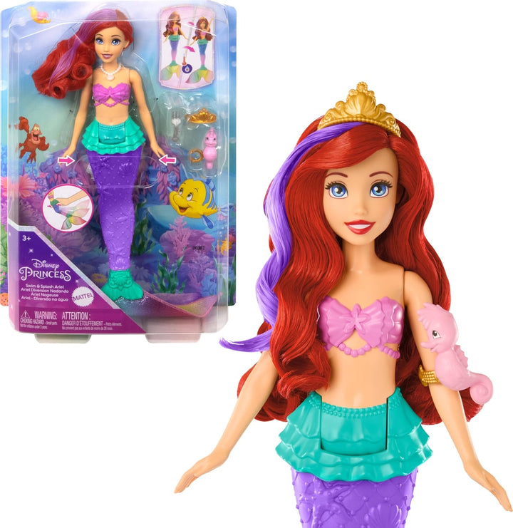 Mattel Disney Princess Toys, Ariel - Muñeca de moda de sirena nadad...