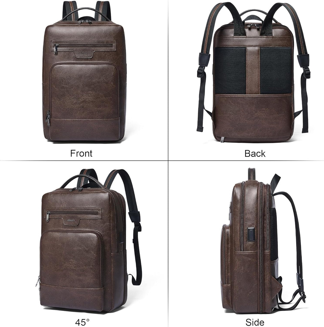 Mochila de cuero para laptop Shrrie para mujeres y hombres, mochila...
