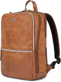 LEATHER VILLAGE Mochila de cuero para computadora portátil para hombres con correa de carretilla 16L Slim