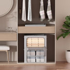 CYhom Paquete de 3 cajas de almacenamiento con marco, bolsas de almacenamiento de ropa, tela Oxford, plegable, apilable, juego organizador con ventana transparente y asas de transporte, gran capacidad (gris, grande, 66 L)