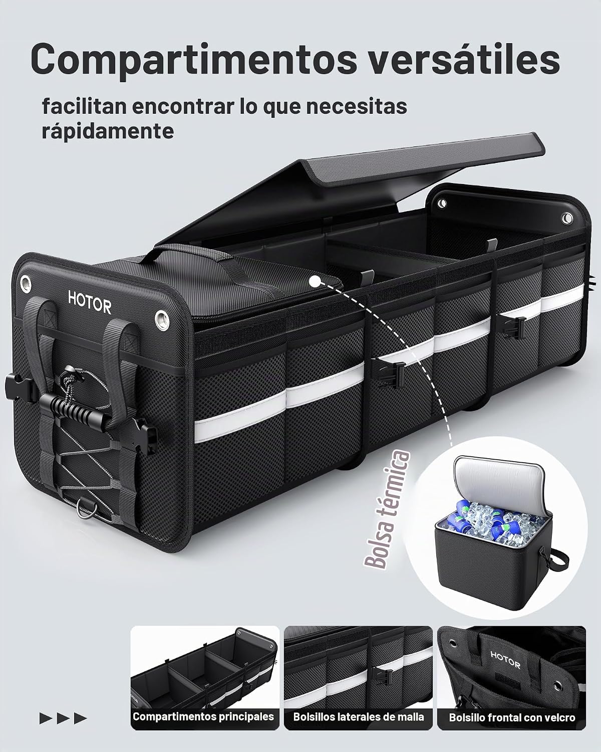 HOTOR Organizador de maletero - Organizador de coche y almacenamiento con bolsa enfriadora para SUV