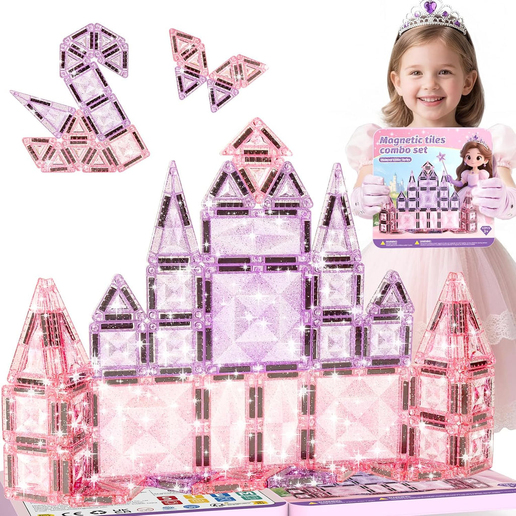 burgkidz Azulejos magnéticos con purpurina brillante: regalo de castillo