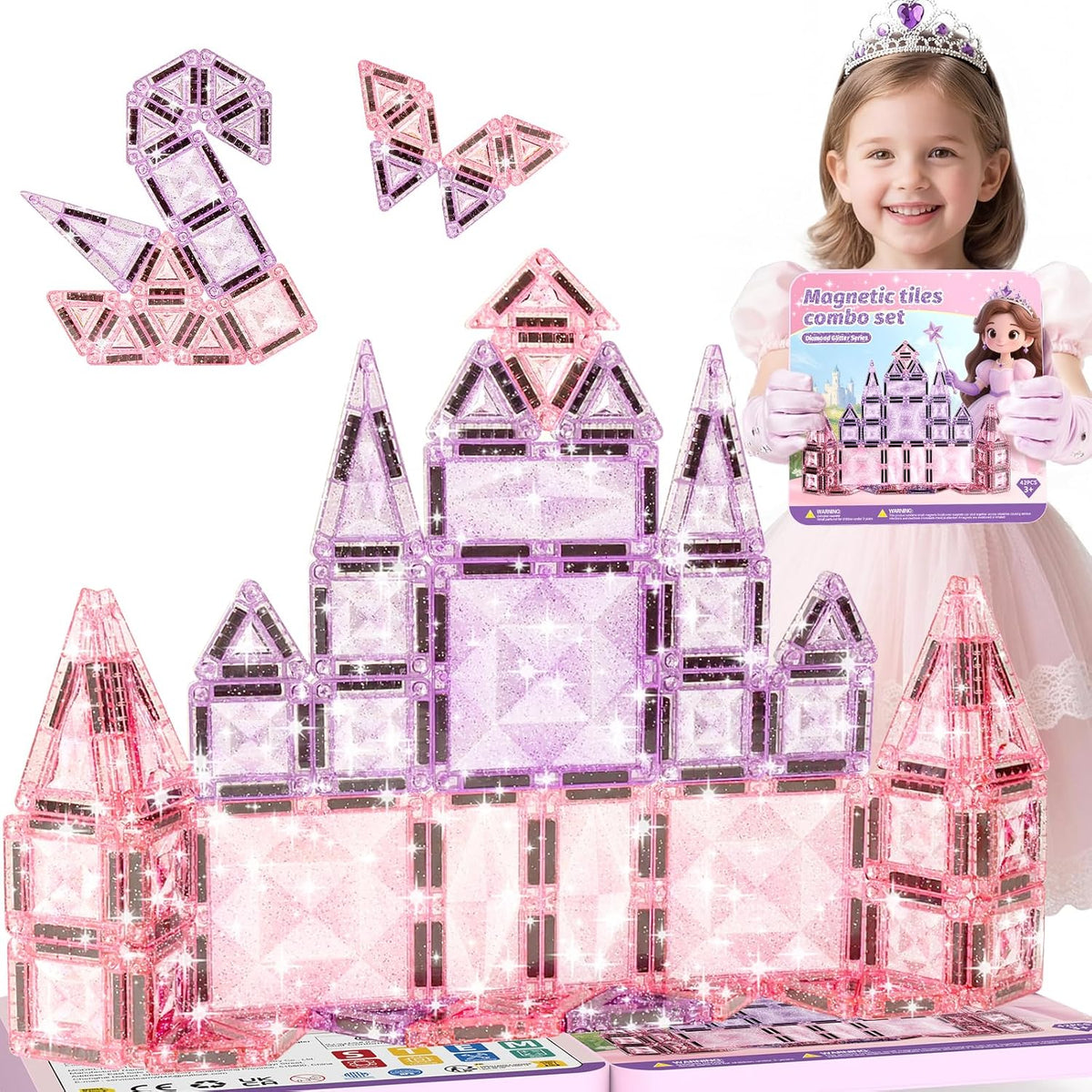 burgkidz Azulejos magnéticos con purpurina brillante: regalo de castillo