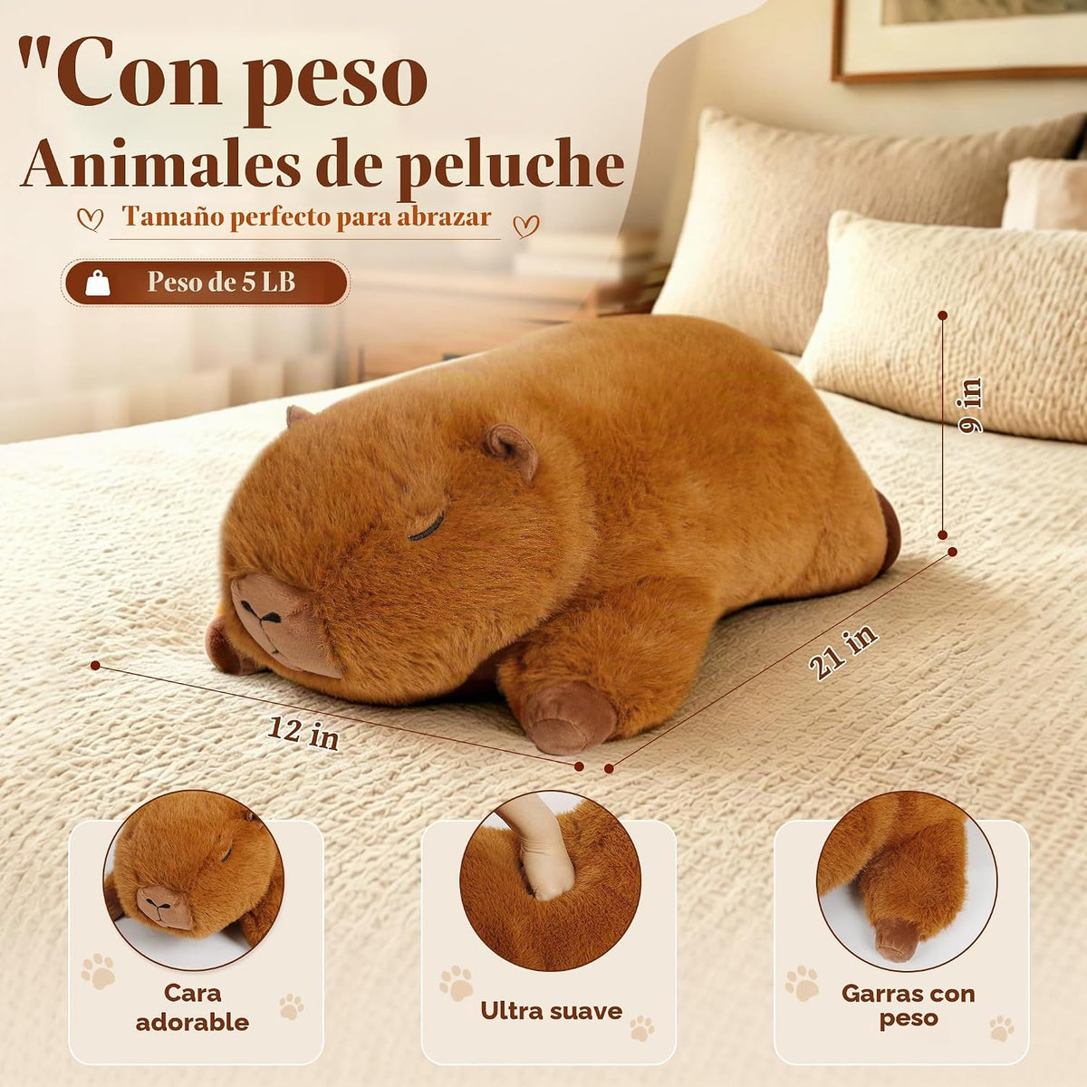 Capybara - Animales de peluche con peso de 5 libras, 22 pulgadas Capibara