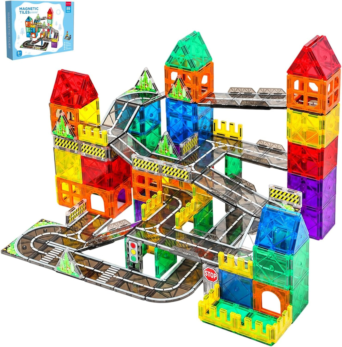 Juego de azulejos magnéticos, 89 bloques de construcción magnéticos