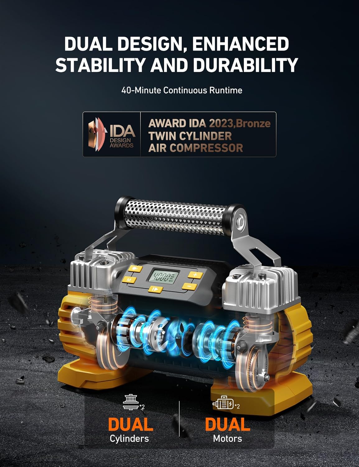 AstroAI Bomba de inflado de neumáticos portátil de 160 PSI DC de al...