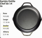 Lodge Chef Collection - Sartén de hierro fundido pre-sazonado de 14"