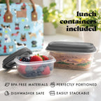 Fit & Fresh Bolsa de almuerzo aislada para mujer, caja grande a prueba de fugas y resistente a las manchas con contenedores, cierre de cremallera, Bloomington, tema de perros